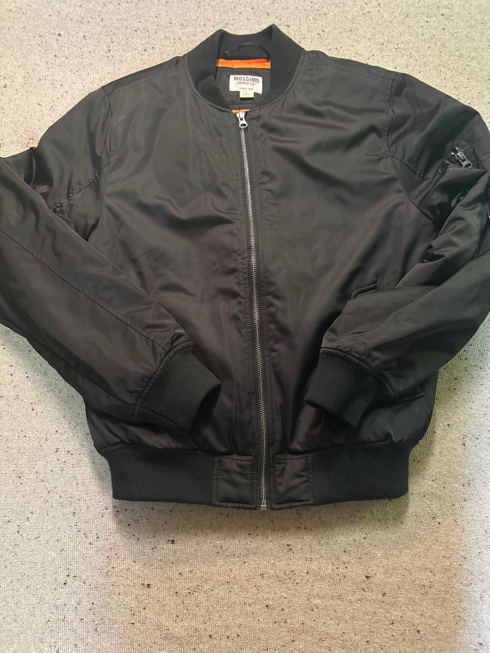 Mossimo Bomber Jacket Quilted Liner Men's Small Black Orange
